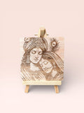 Radha Krishna Portrait Wooden Frame